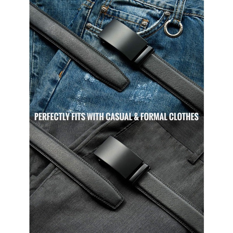 Ratchet Belt Full-Grain Leather 32-Position Micro-Adjustable