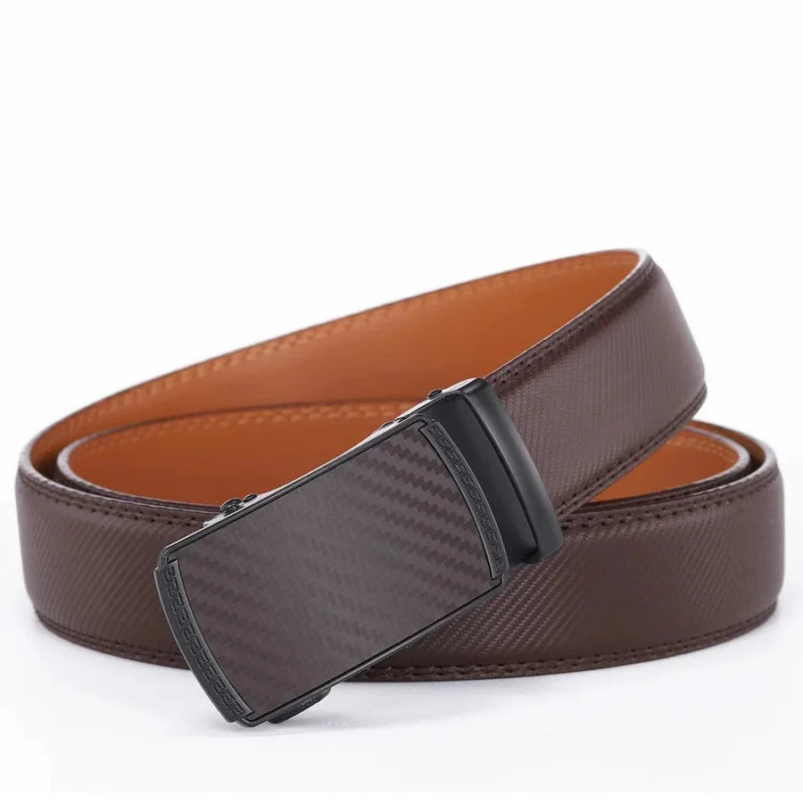 Ratchet Belt Genuine Cowhide Quarter-Inch Adjustments Polished Buckle