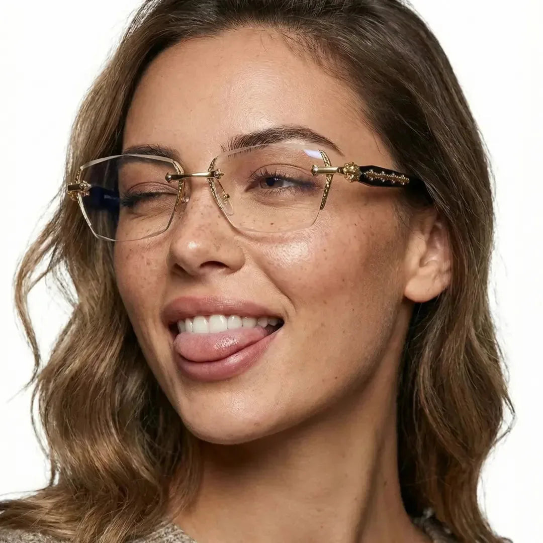 Reading Glasses Blue Light Filter Rimless Metal 2-Piece Set