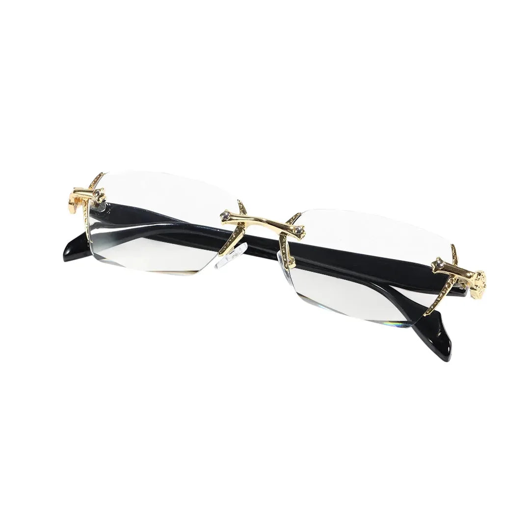 Reading Glasses Blue Light Filter Rimless Metal 2-Piece Set