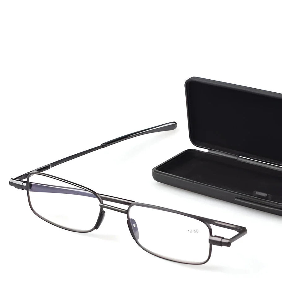 Reading Glasses Fold-Flat Stainless Steel Protective Case