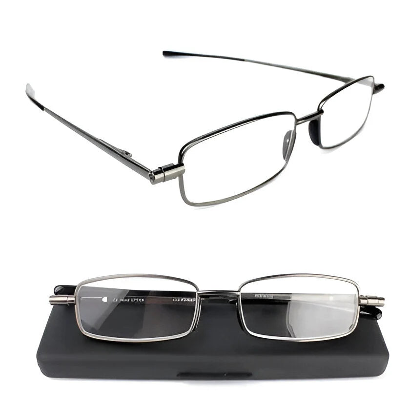 Reading Glasses Fold-Flat Stainless Steel Protective Case