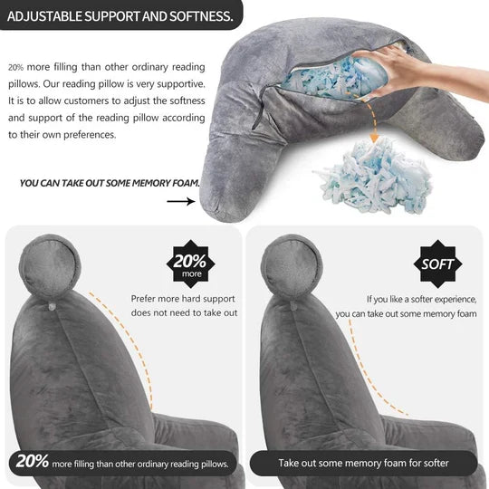 Reading Pillow Shredded Memory Foam Ergonomic Support