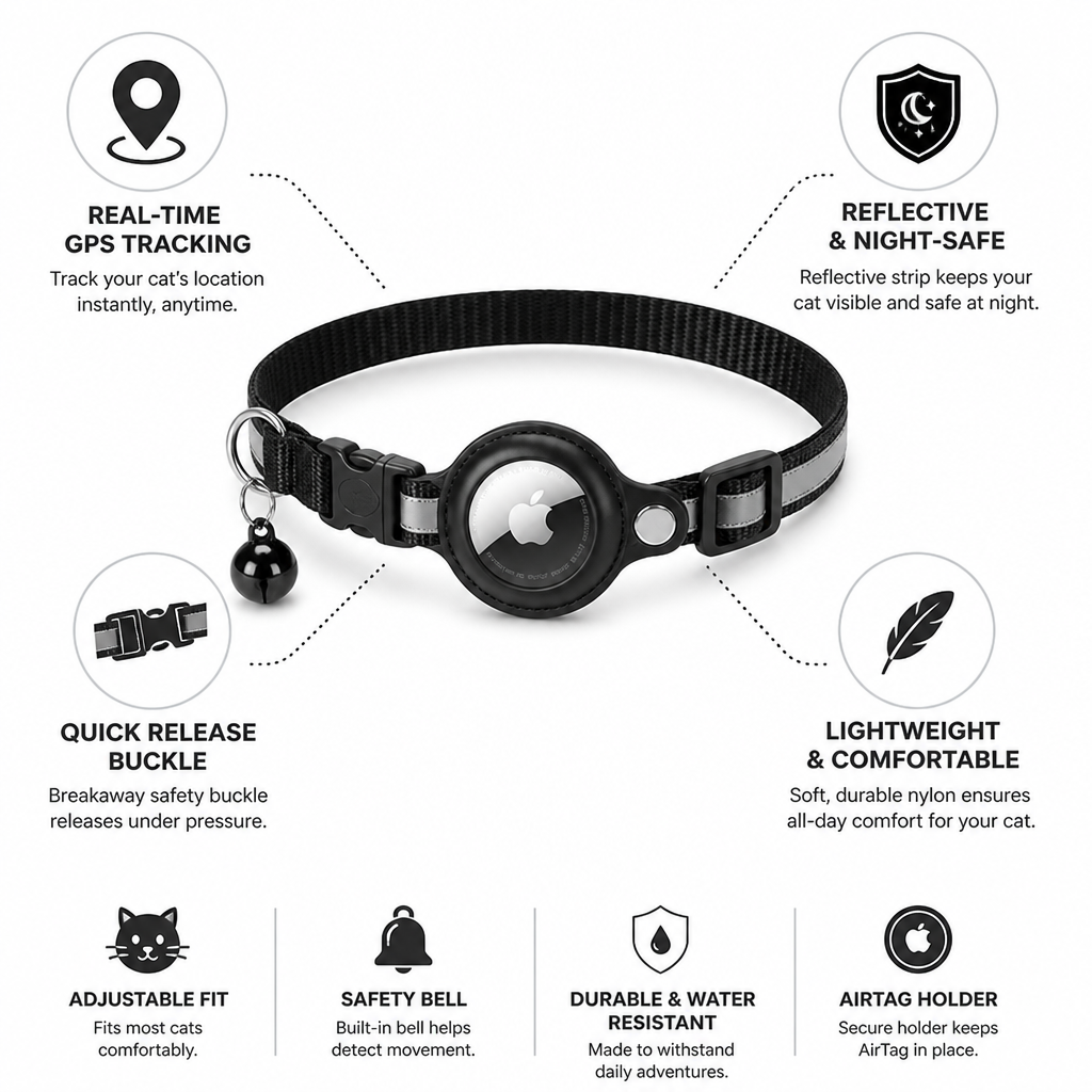 Real-Time GPS Reflective Quick-Release Cat Collar