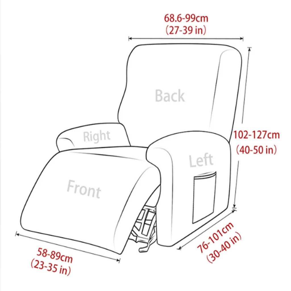Recliner Cover Thick Padded With Cup Holders & Side Pockets