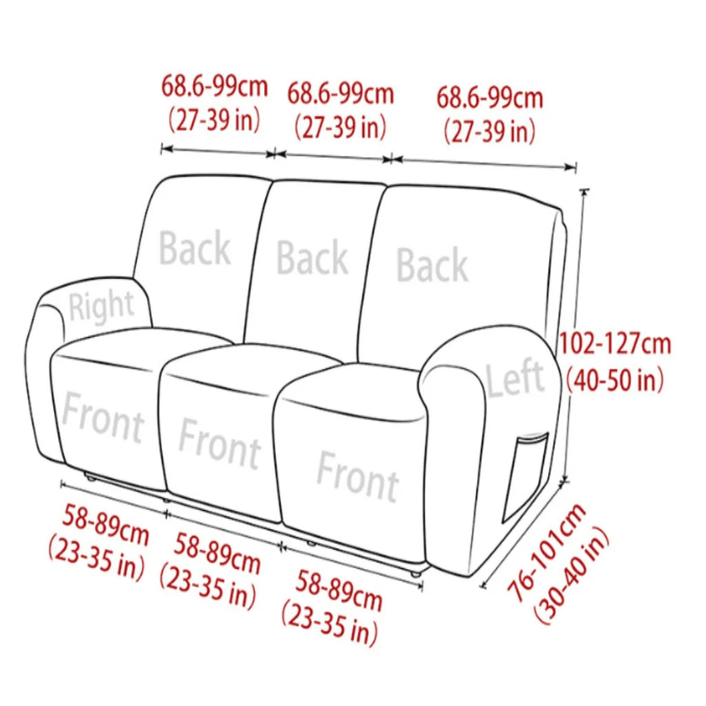 Recliner Cover Thick Padded With Cup Holders & Side Pockets