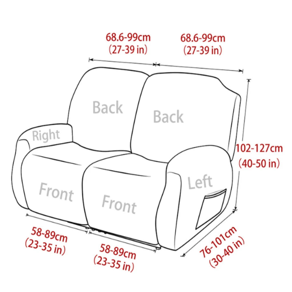 Recliner Cover Thick Padded With Cup Holders & Side Pockets