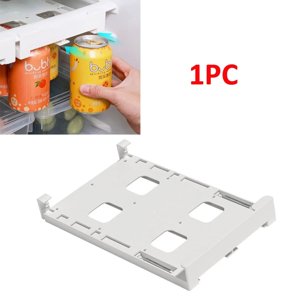 Refrigerator Can Organizer Adjustable Slide Rack Space-Saving