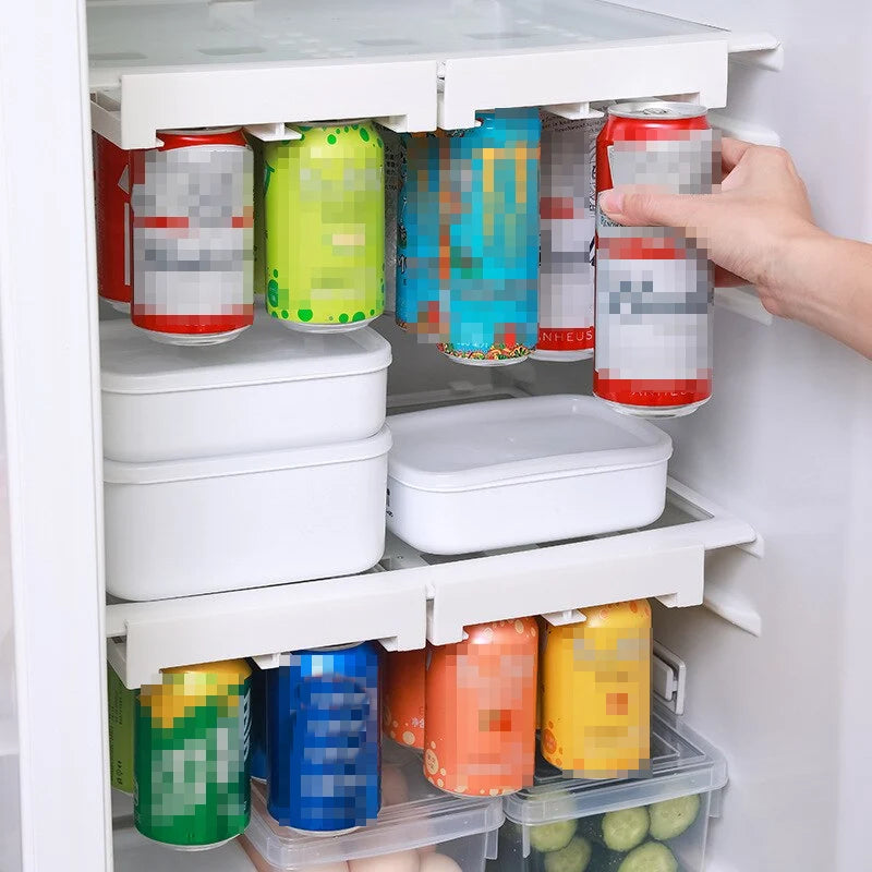 Refrigerator Can Organizer Adjustable Slide Rack Space-Saving