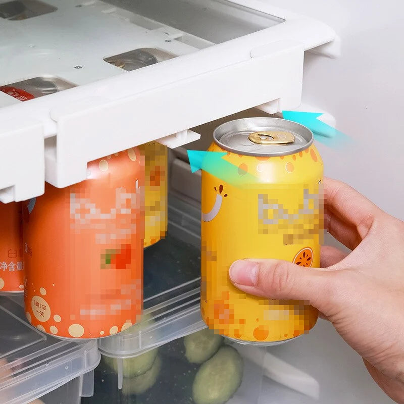 Refrigerator Can Organizer Adjustable Slide Rack Space-Saving