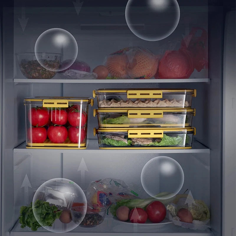 Refrigerator Storage Box Clear Plastic Opening Lid