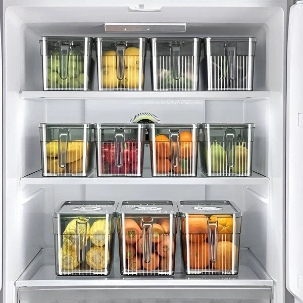 Refrigerator Storage Box Transparent Ventilated Lid Stackable