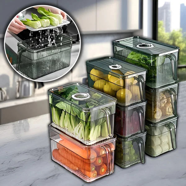 Refrigerator Storage Box Transparent Ventilated Lid Stackable