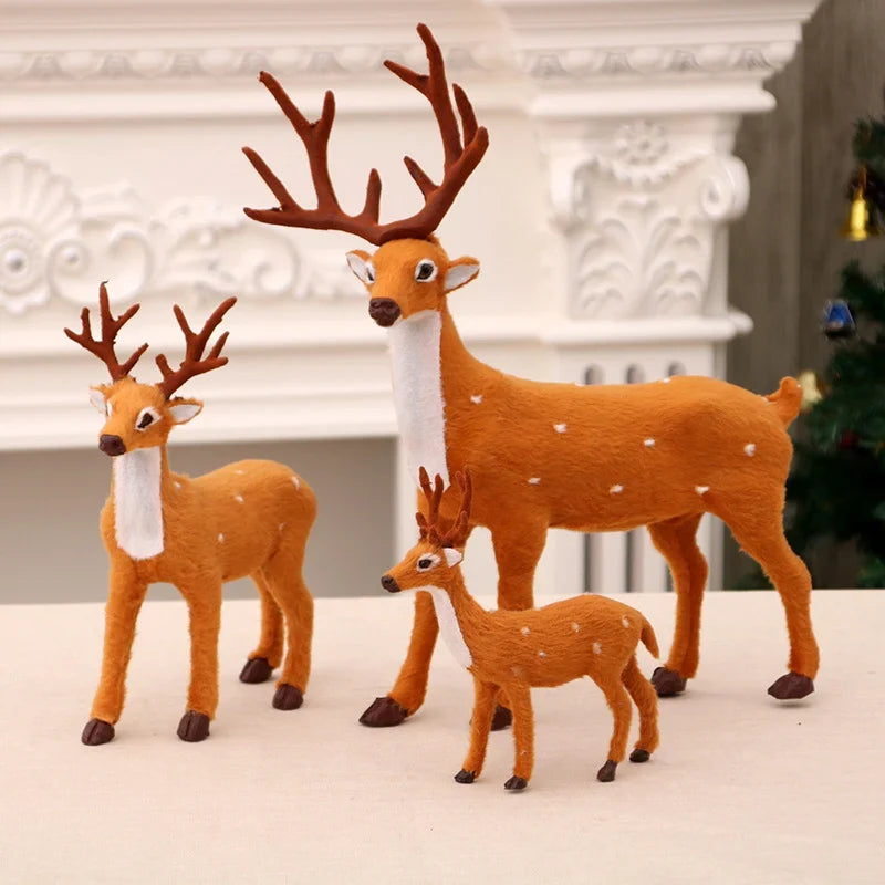 Reindeer Figurine Set Felt Three Piece Antler Detail