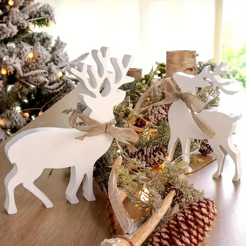 Reindeer Figurines Handcrafted Textured Mantel Decor