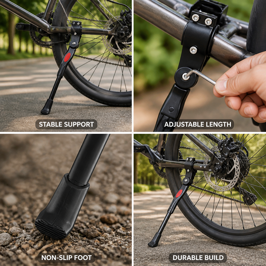 Reinforced Telescopic Steel Kickstand (Non-Slip Rubber Foot)
