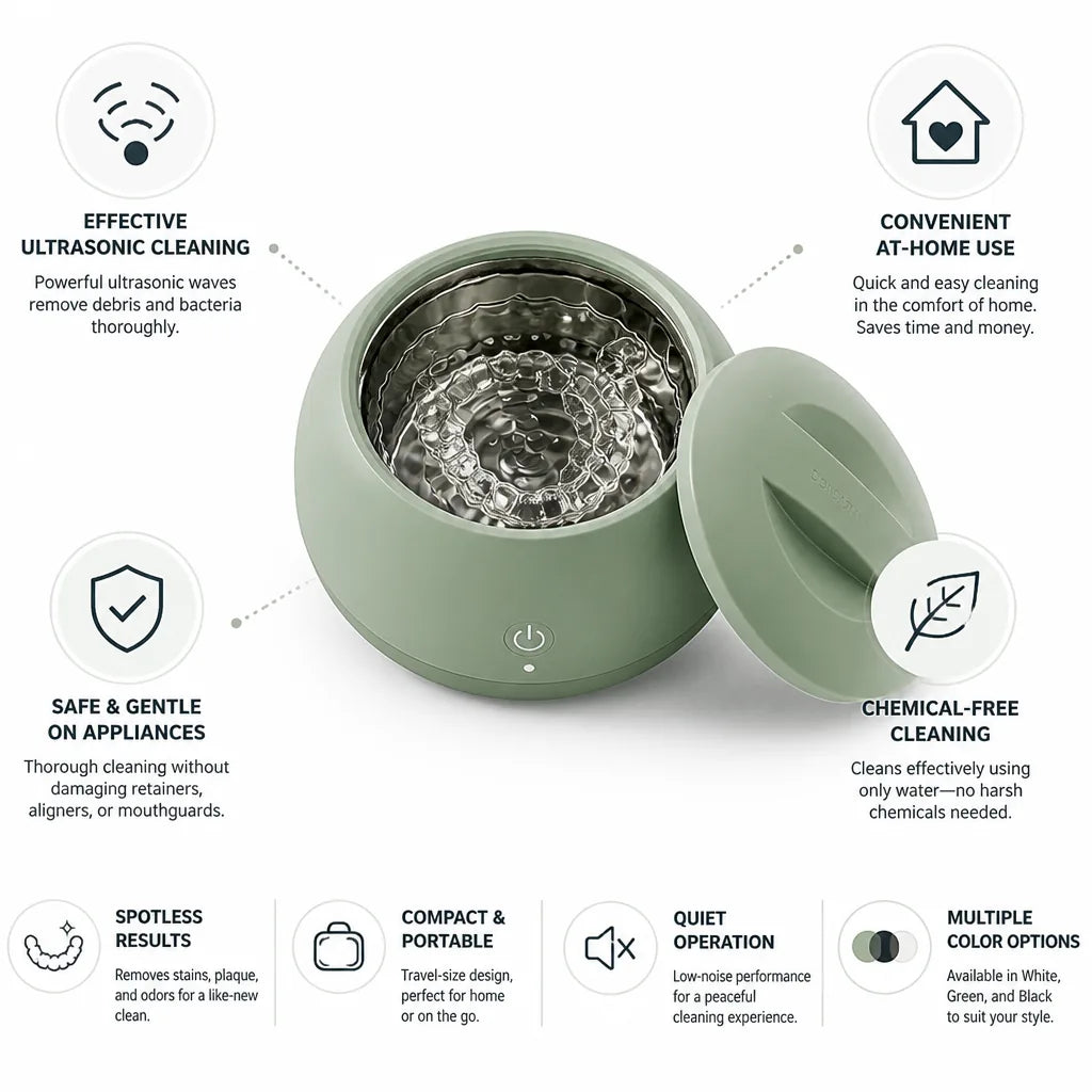 Retainer, Aligner & Mouthguard Cleaner Ultrasonic Travel Size