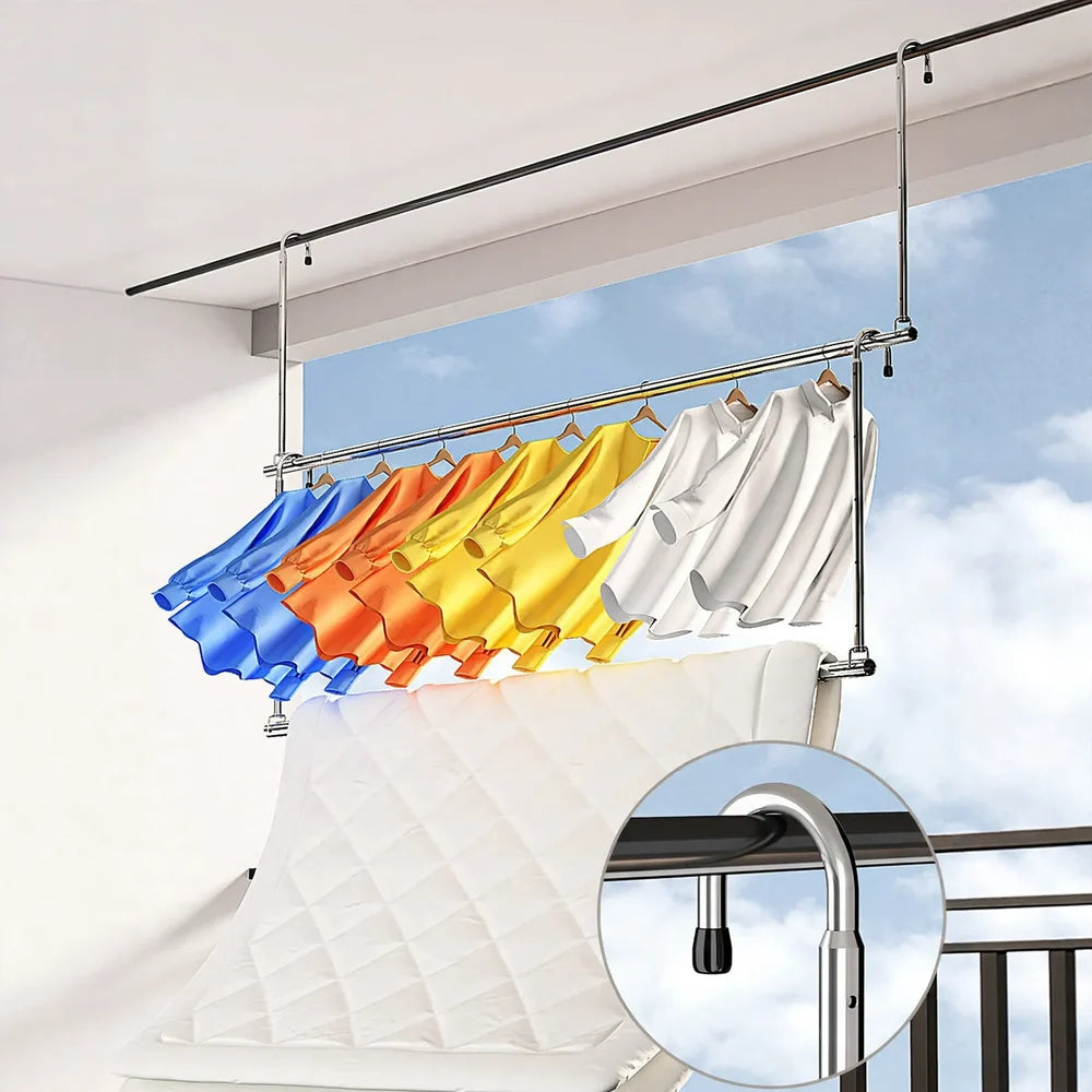 Retractable Clothesline Stainless Steel Space-Saving 31.5 In