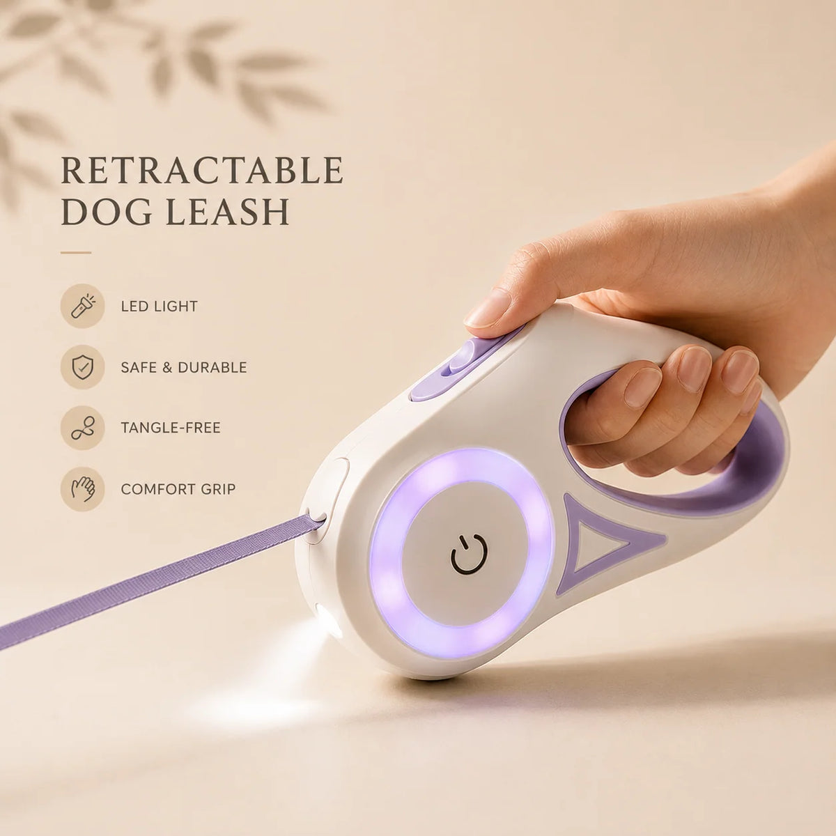 Retractable Dog Leash One-Touch Brake & Lock Tangle-Resistant