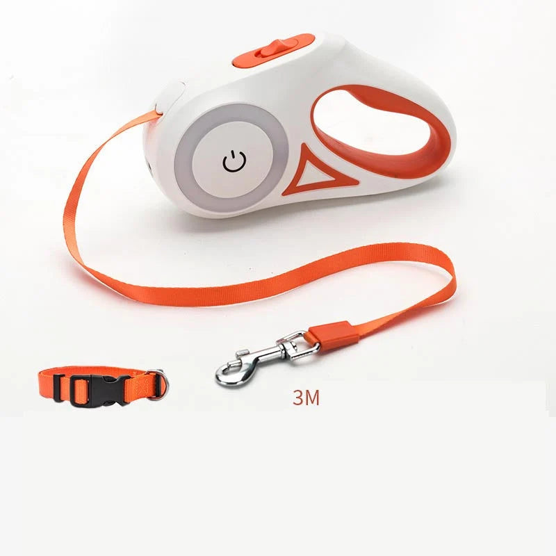 Retractable Dog Leash One-Touch Brake & Lock Tangle-Resistant