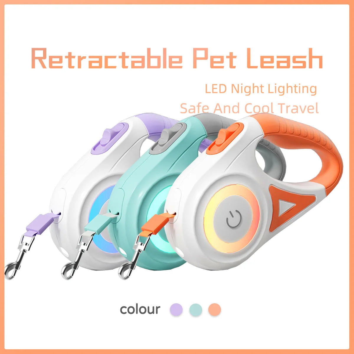 Retractable Dog Leash One-Touch Brake & Lock Tangle-Resistant