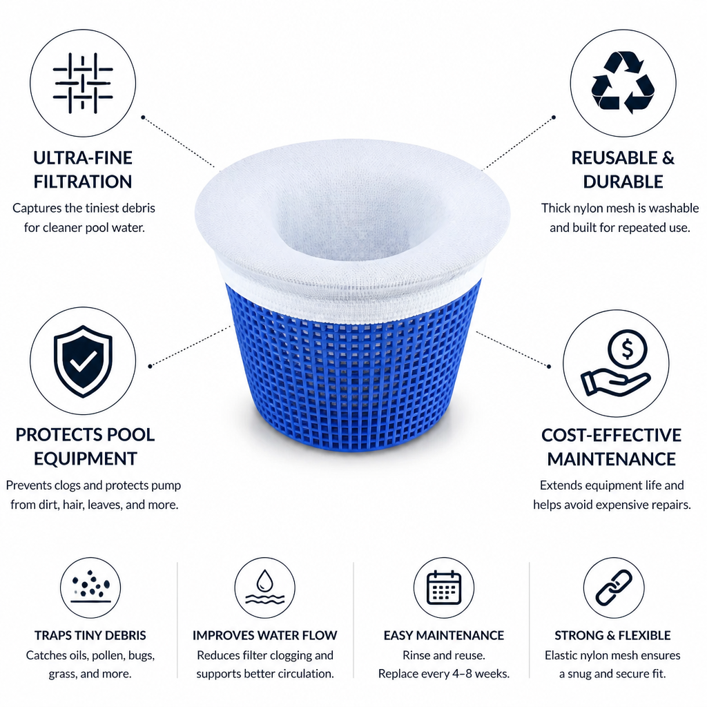 Reusable Ultra-Fine Nylon Pool Skimmer Socks