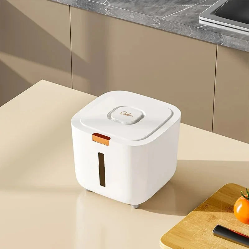 Rice Storage Bin Sealed Flip Lid Level Window