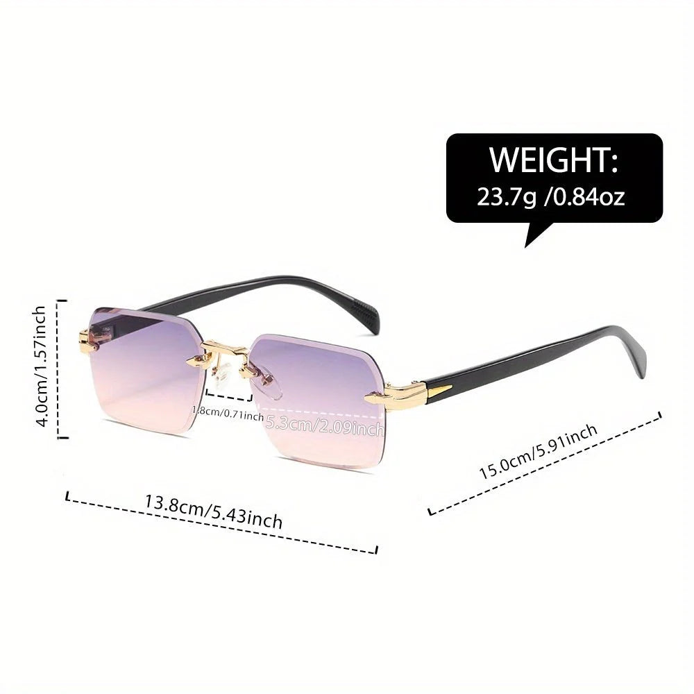 Rimless Glasses Lightweight Square Frame With Protective Case