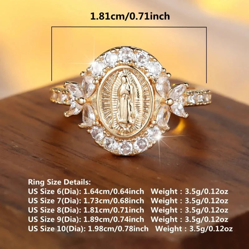 Ring Virgin Mary Marquise-Cut Imitation Zirconia Copper