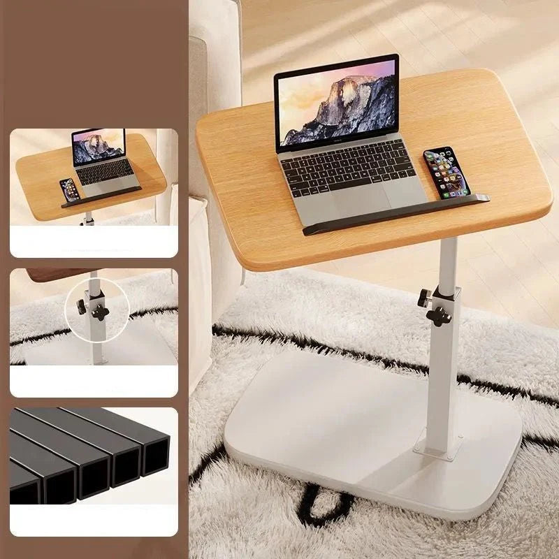 Rolling Laptop Desk Height-Adjustable 360° Swivel Tabletop