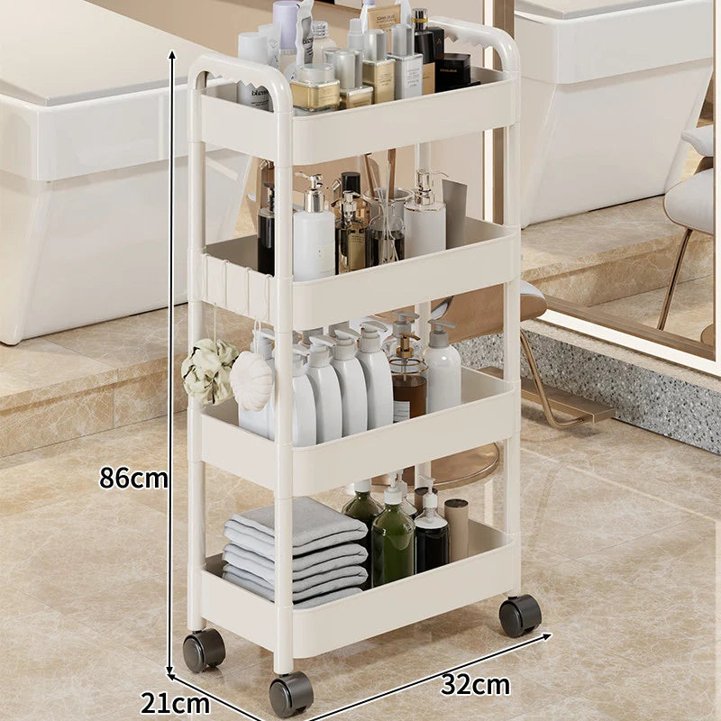 Rolling Storage Cart 3-Tier Swivel Wheels Removable Cups