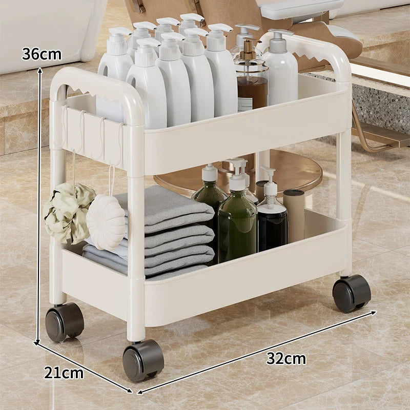 Rolling Storage Cart 3-Tier Swivel Wheels Removable Cups