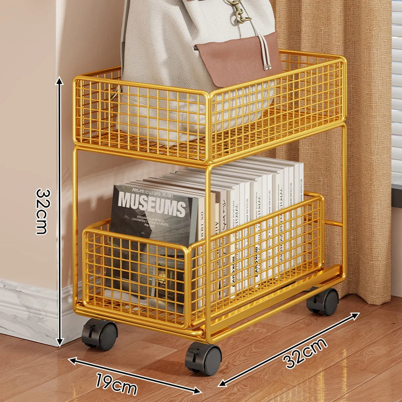 Rolling Storage Cart Metal Mesh Baskets Lockable Swivel Casters
