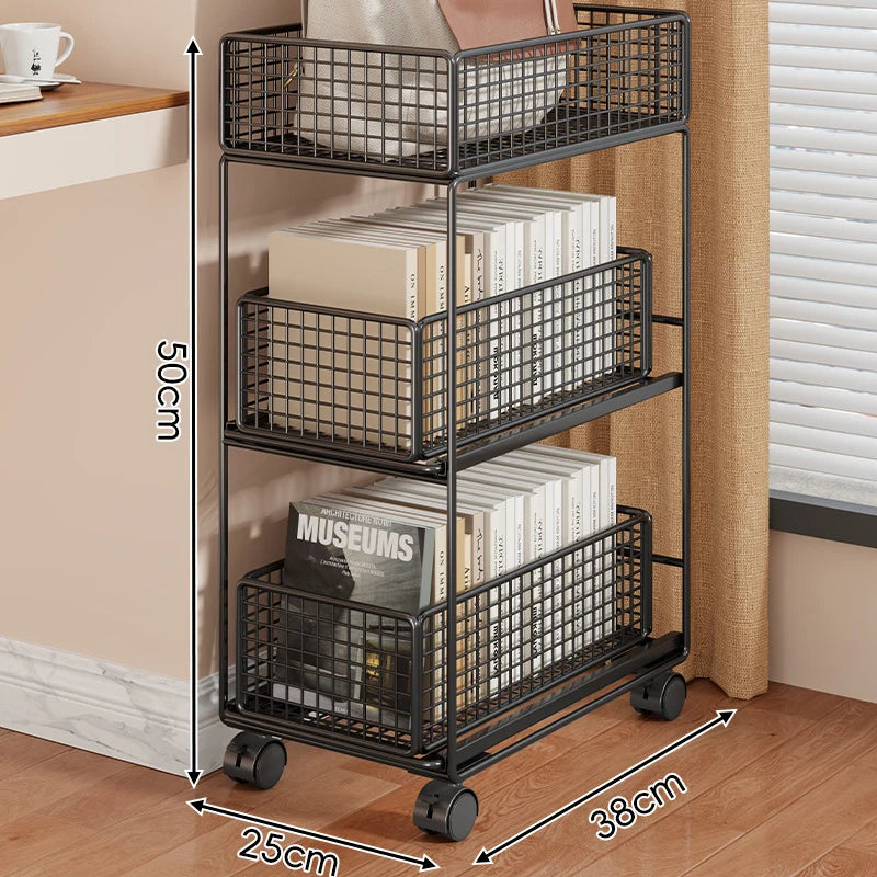 Rolling Storage Cart Metal Mesh Baskets Lockable Swivel Casters