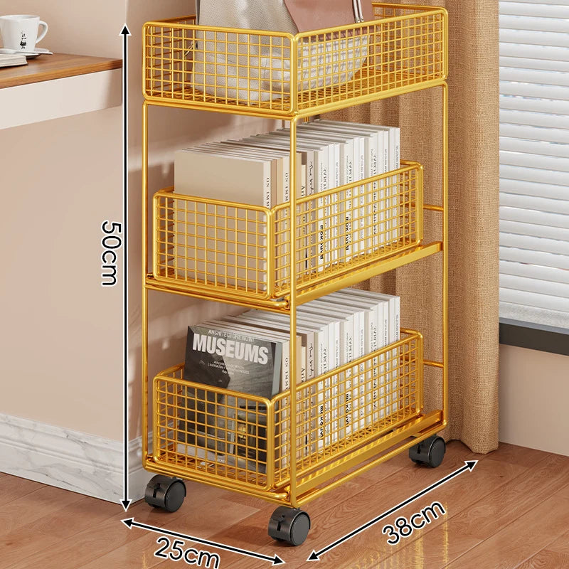 Rolling Storage Cart Metal Mesh Baskets Lockable Swivel Casters