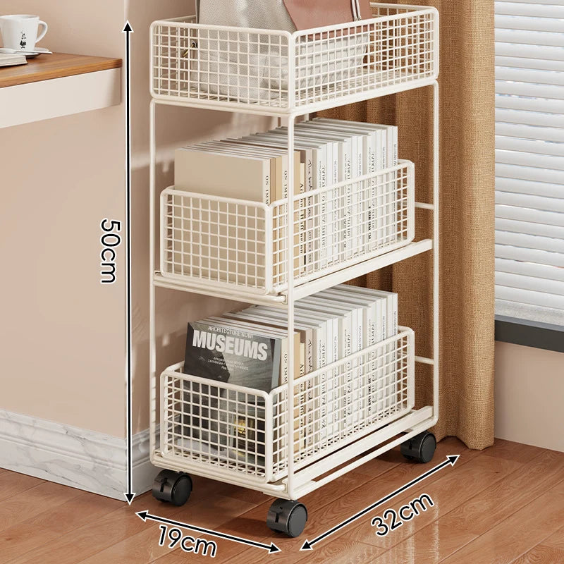 Rolling Storage Cart Metal Mesh Baskets Lockable Swivel Casters
