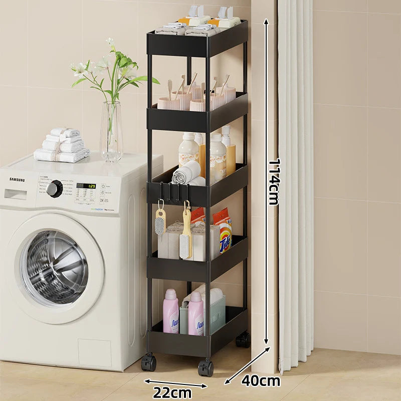 Rolling Storage Cart Slim Space-Saving Locking Swivel Casters