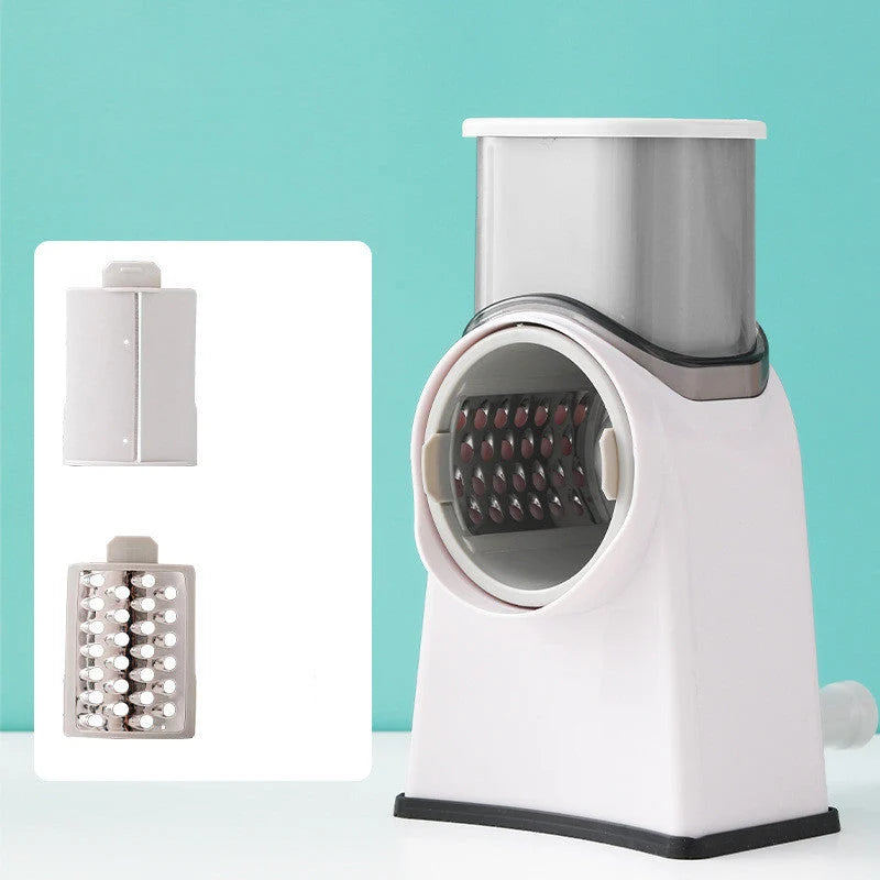 Rotary Vegetable Cutter 6-in-1 Stainless Steel Blades Suction Base
