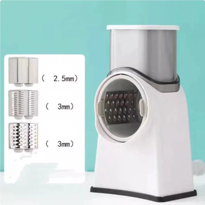 Rotary Vegetable Cutter 6-in-1 Stainless Steel Blades Suction Base