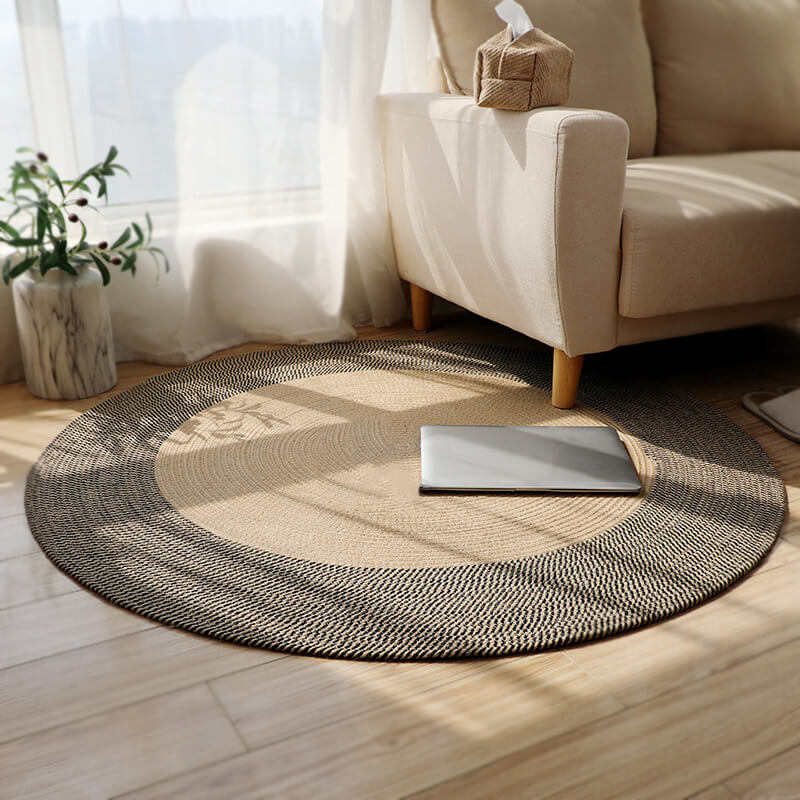 Round Jute Rug Handwoven Reversible Low-Shedding