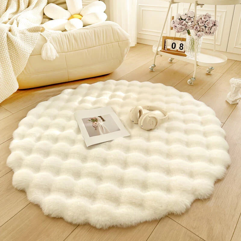 Round Rug Faux Fur Non-Slip Machine Washable