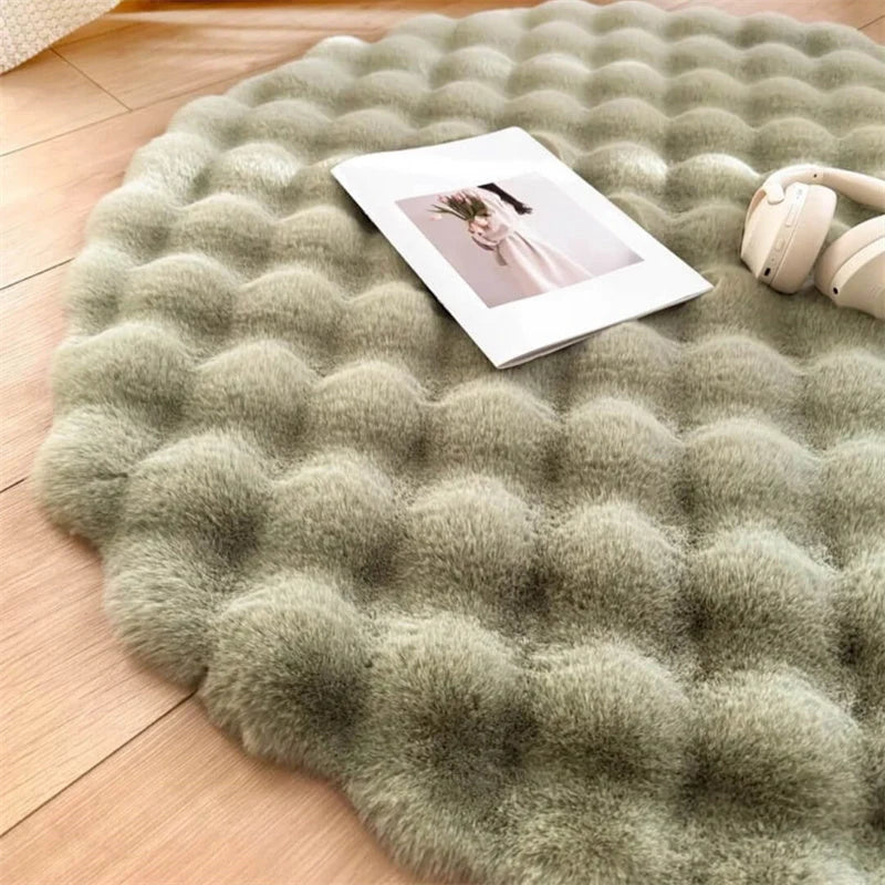 Round Rug Faux Fur Non-Slip Machine Washable