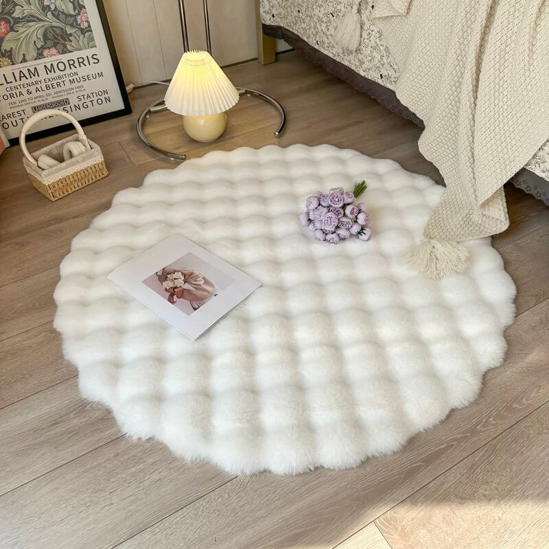 Round Rug Faux Fur Non-Slip Machine Washable