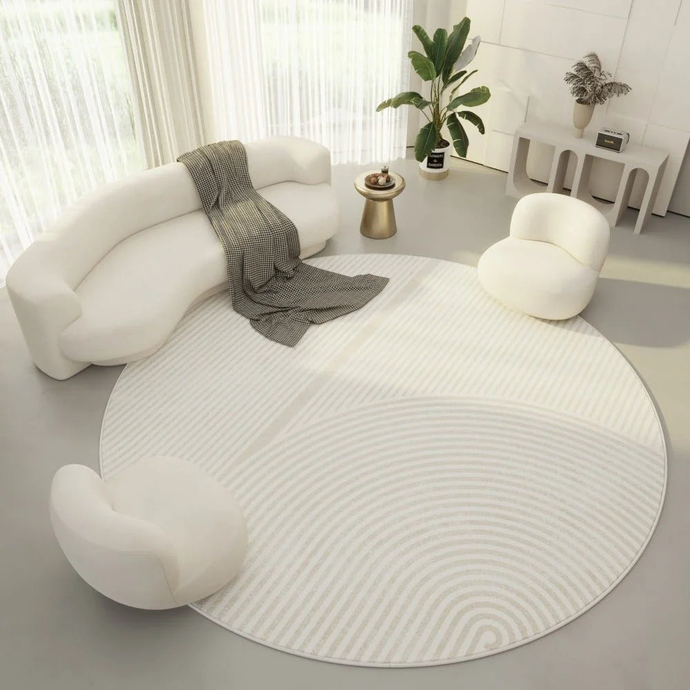 Round Rug Polyester Geometric Pattern Easy-Care Comfort