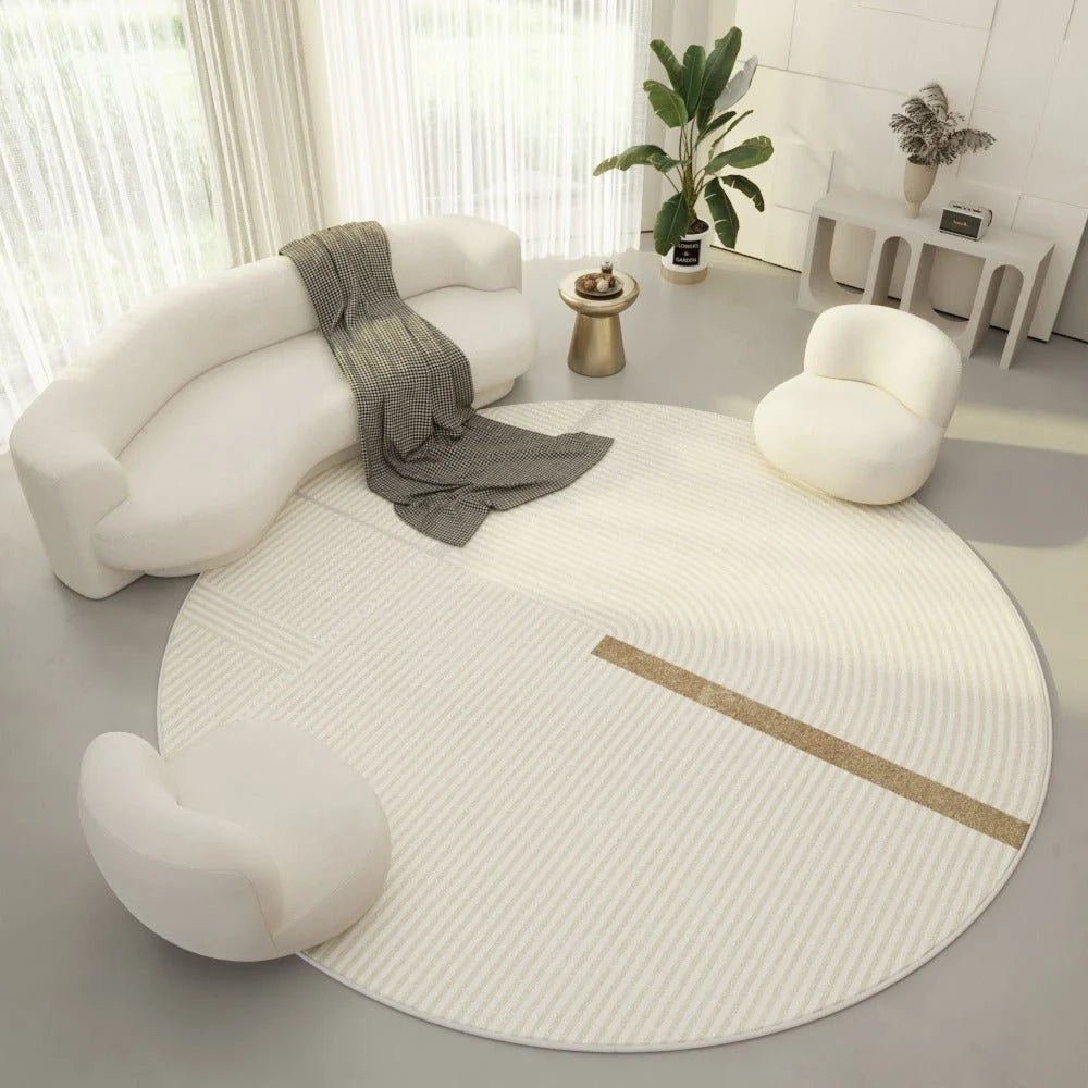 Round Rug Polyester Geometric Pattern Easy-Care Comfort