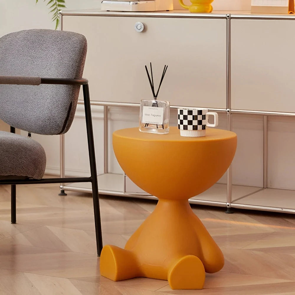 Round Side Table Low Modern Profile No Sharp Corners
