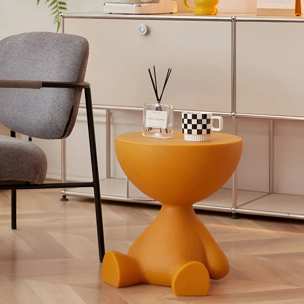 Round Side Table Low Modern Profile No Sharp Corners