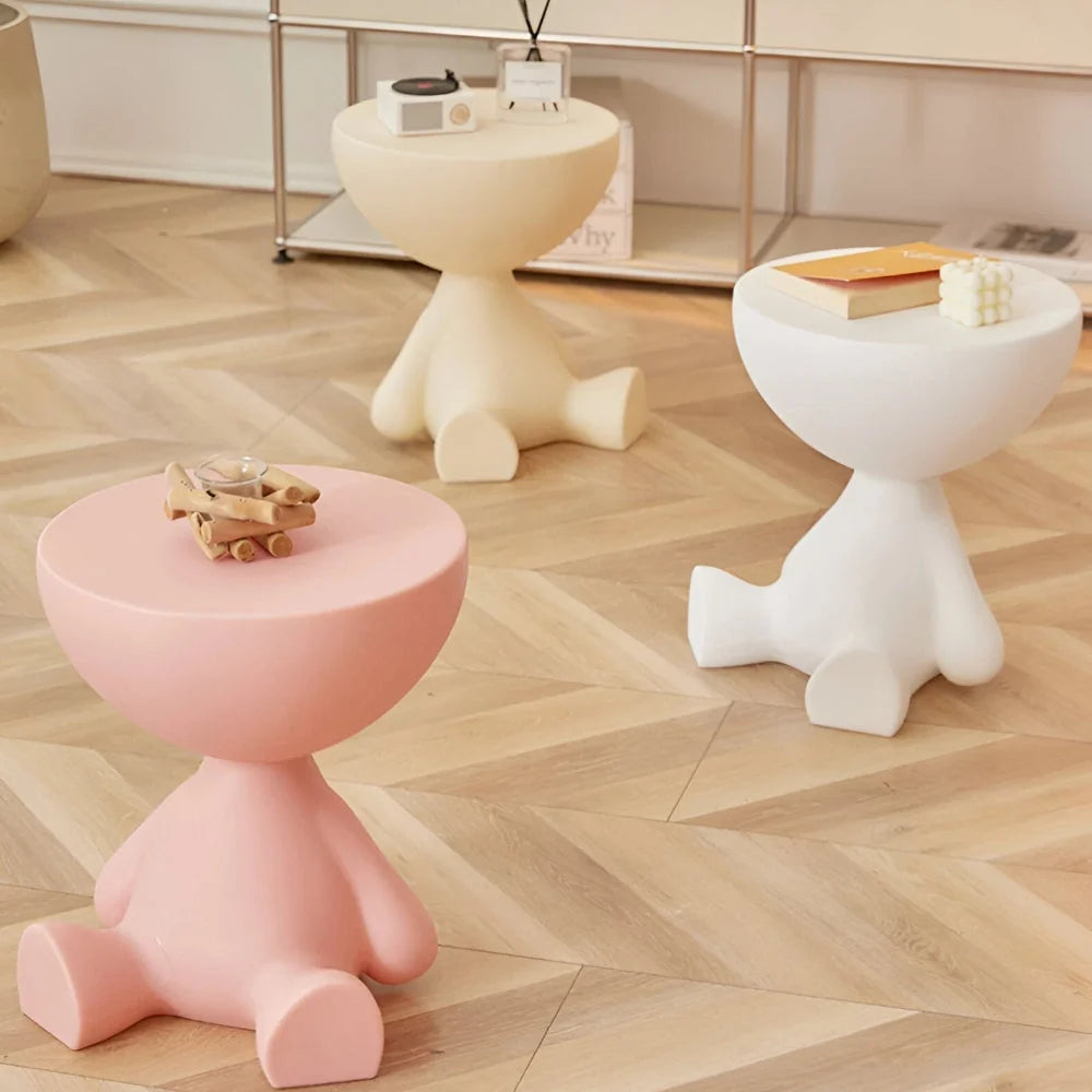 Round Side Table Low Modern Profile No Sharp Corners