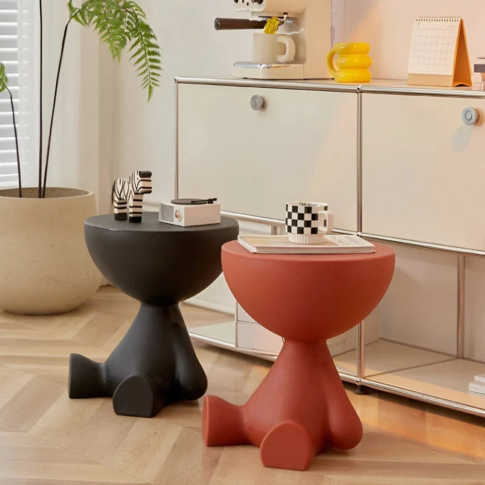 Round Side Table Low Modern Profile No Sharp Corners