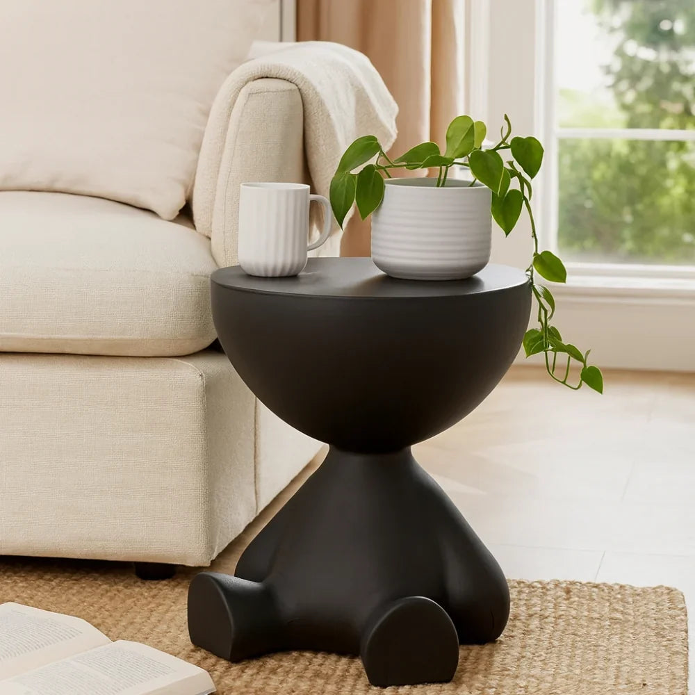 Round Side Table Low Modern Profile No Sharp Corners